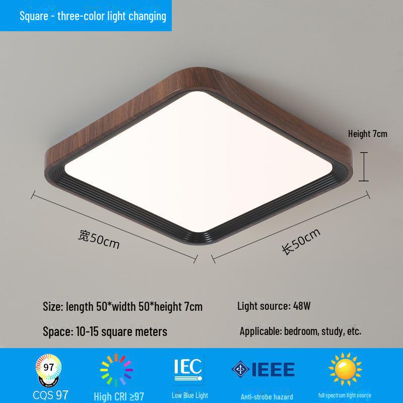 Walnut Wabi-Sabi Ceiling Lamp: Eye-Friendly Full Spectrum Lighting for Living Room, Bedroom, or Study.