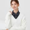 Black Lapel Half Shirt Detachable Adjustable Neckline Elegant Denim Fake Collar  Women