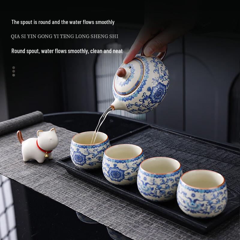 Blue & White Ru Kiln Ceramic Tea Set