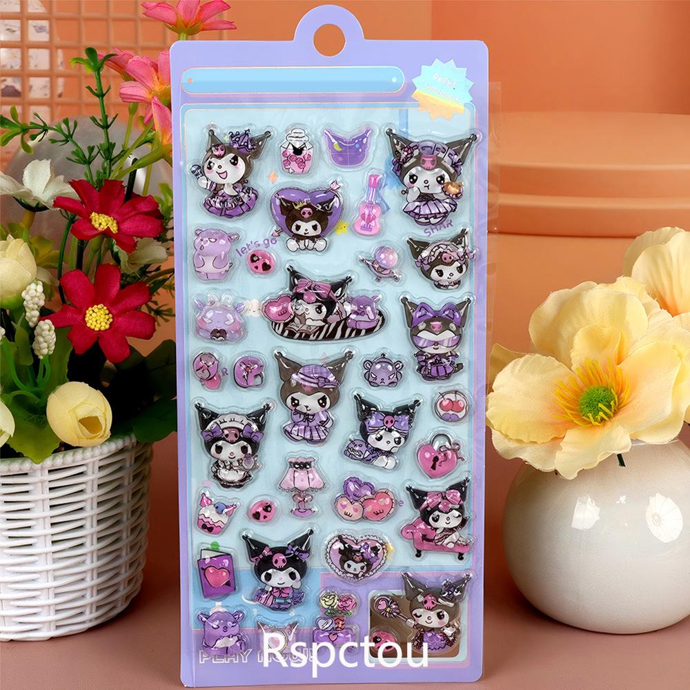 4pcs Cute Sanrio 3D Relief Stickers Kawaii Cartoon Kuromi My Melody Cinnamon Decals Laptop Phone Fridge Diary Decoration Sticker