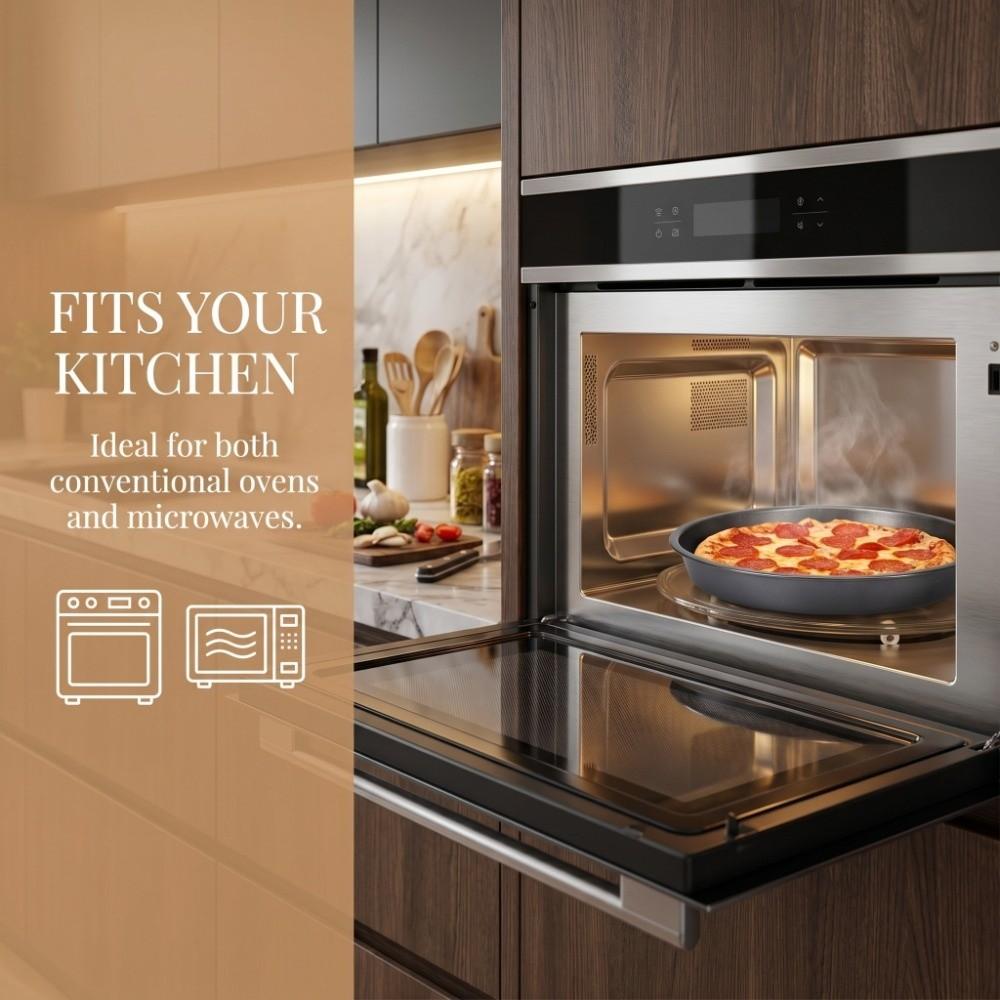 Thick Carbon Steel Pizza Pan Round Food-Grade Pie Tray Deep Thickened Nonstick Pizza Pan Christmas Thanksgiving