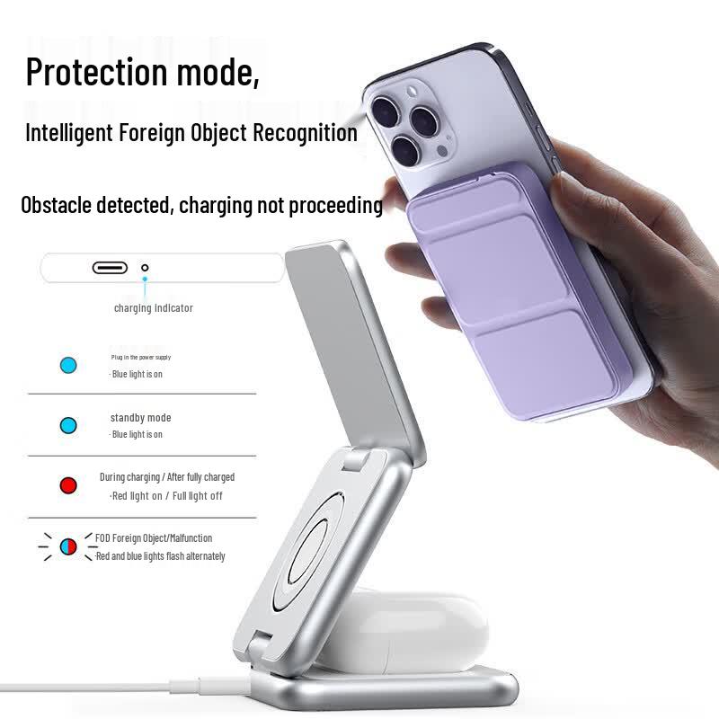 Foldable 3-in-1 MagSafe Wireless Charger for Apple Devices