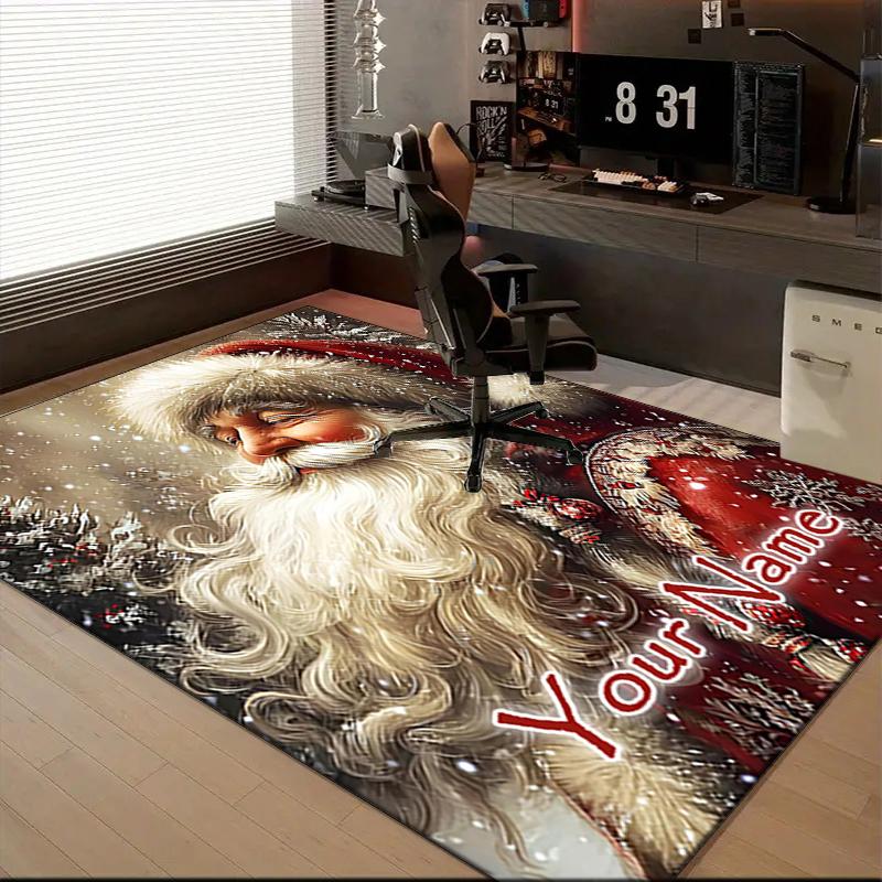 1PC Custom Name Christmas Spirit In Winter Theme Floor Mat Ideal for Living Room, Game Rooms, Office, Bedroom,Floor Mat Playful Design104