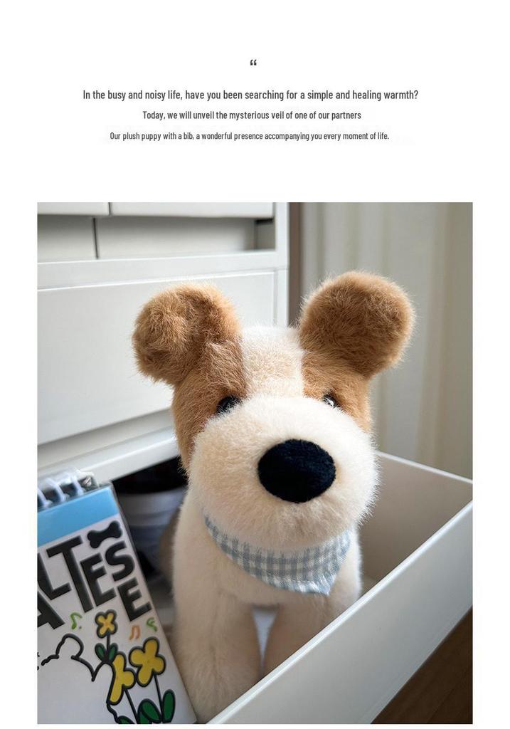 Wirehaired Fox Terrier Plush Toy - Cute Cartoon Dog Doll Companion