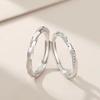 Sterling Geometric Couple Rings With Zirconia Adjustable Open Design Men Women Lightweight Luxury Fashion