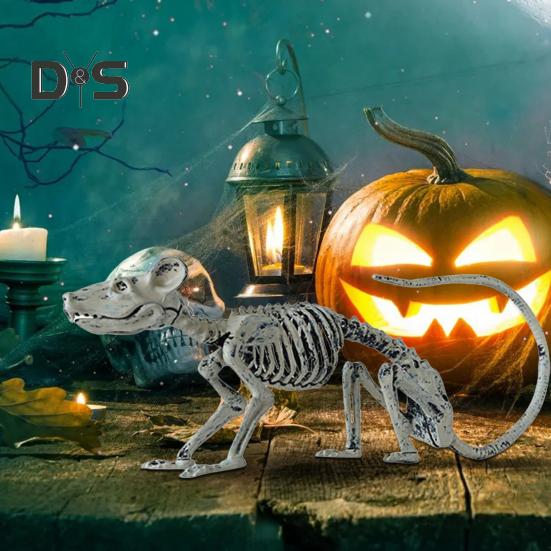 1/4 ks Halloween zvířecí kostlivec dekorace realistická krysa, vrána, pavouk, štír, kostra figurka plastová kostní socha model pro domácí kancelář kavárnu