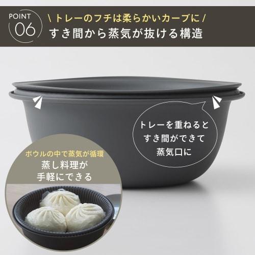 Marna 21cm Colander Bowl (Microwave/Heat-Resistant/Stackable) with Tray, Colander and Bowl Set, Heat-Resistant Bowl, Dishwasher-Safe, Gray, K809GY (Ma