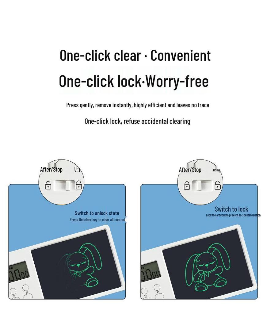 Multifunctional LCD Writing Tablet with Alarm Clock, Timer, Drawing Board, and Pen Holder