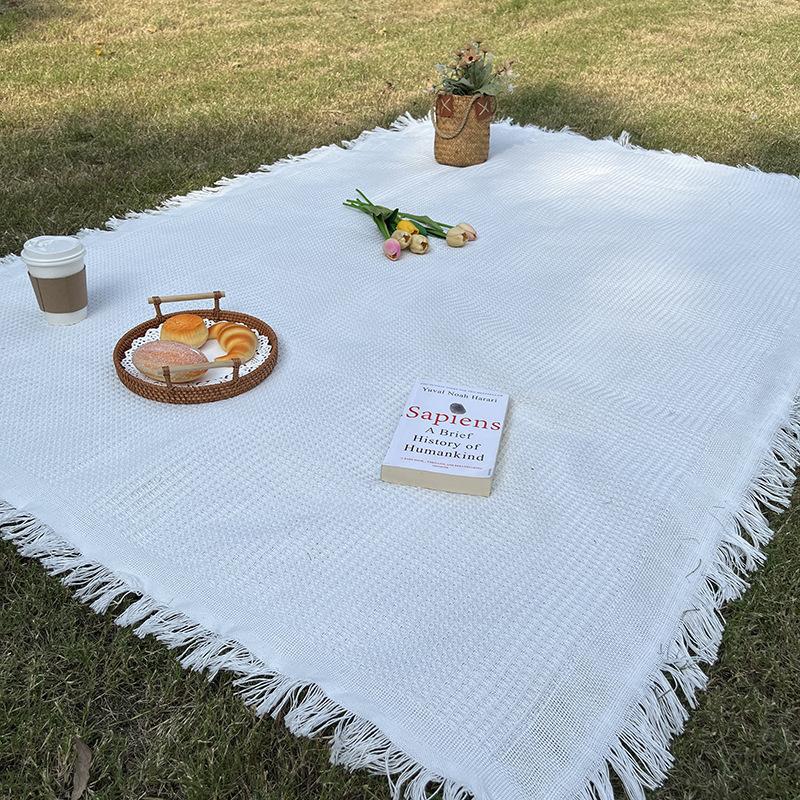 Cotton Jacquard Outdoor Picnic Mat - Camping Blanket for Beach, Garden, Travel, RV, Tent Floor & Spring Outings, Beach, Park Hiking Blanket