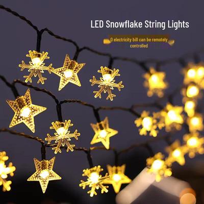 Solar Powered Star & Snowflake Outdoor String Lights
