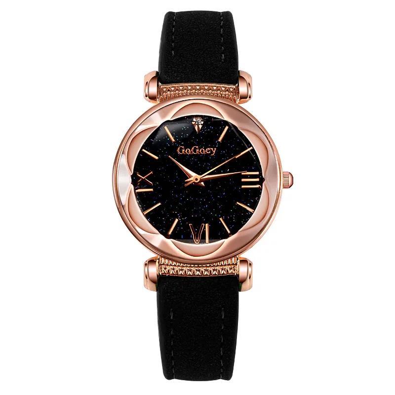 

Luxury Starry Sky Woman Watch Leather Belt Band Quartz Watches Fashion Casual Dress Ladies Wristwatches Relogio Feminino чёрный