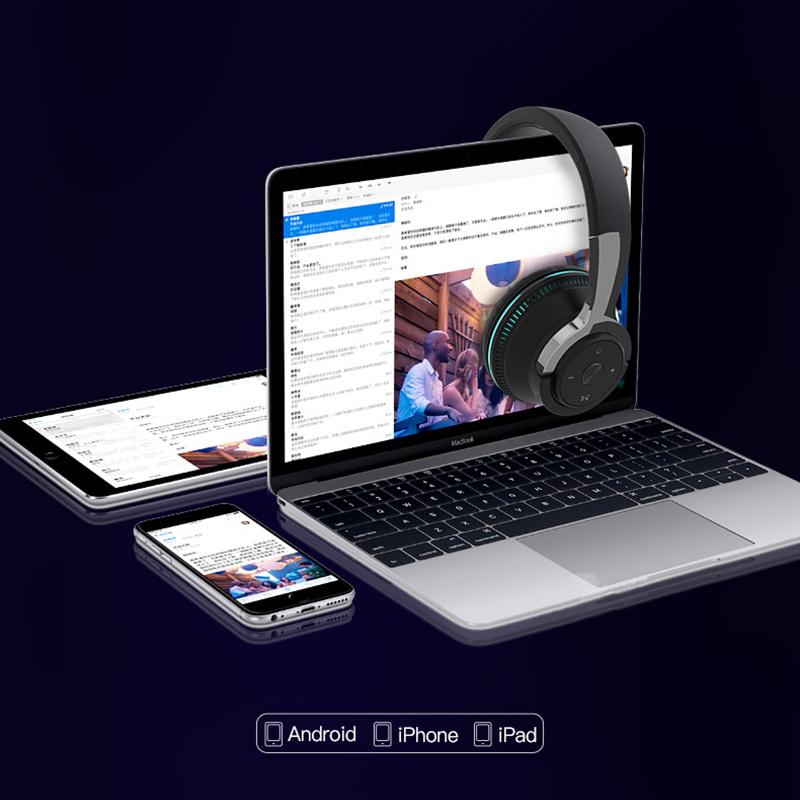 H2 Kabellose Kopfhörer, bunte LED-Leuchten, Bluetooth 5.1 Head-Over-Gaming-Kopfhörer, 650 mAh