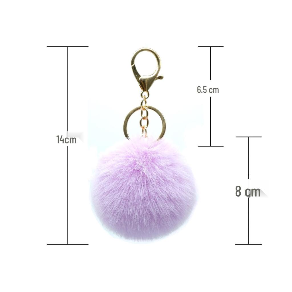 Auf Lager 8cm Kunstkaninchenfell Pompom Schlüsselanhänger - Plüschkugel Anhänger für Taschen und Kleidung