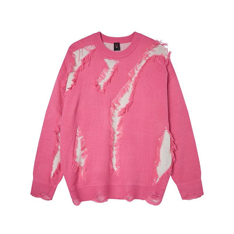 Vintage American Style Oversized Knit Sweater Teens Warm Thick Fuzzy Pullover Streetwear
