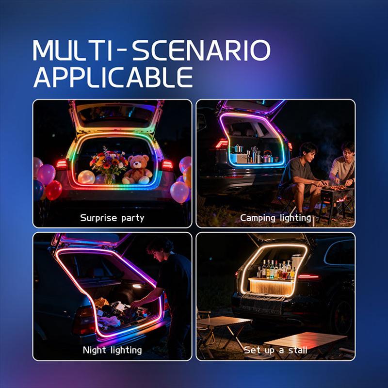 Car Trunk High-brightness LED Atmosphere Light Strip Flexible Interior RGB Colorful Neon Atmosphere APP Control Car Accessories Neon Lights 4