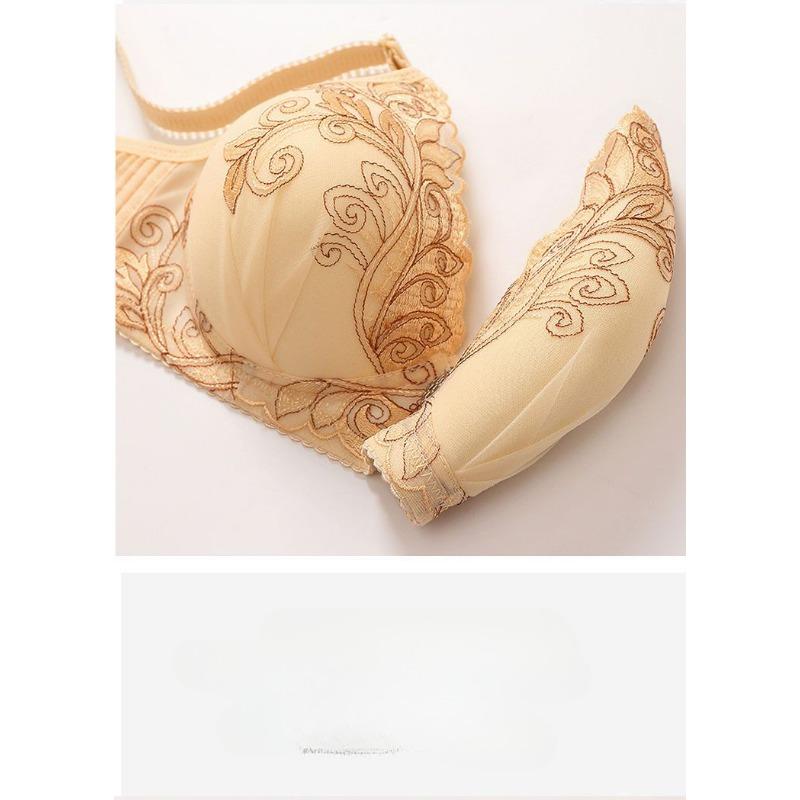 Women's Beautifully Embroidered Floral Bra Push Up Pair Breast Support Comfort Bra Thin Brasieres Sexy