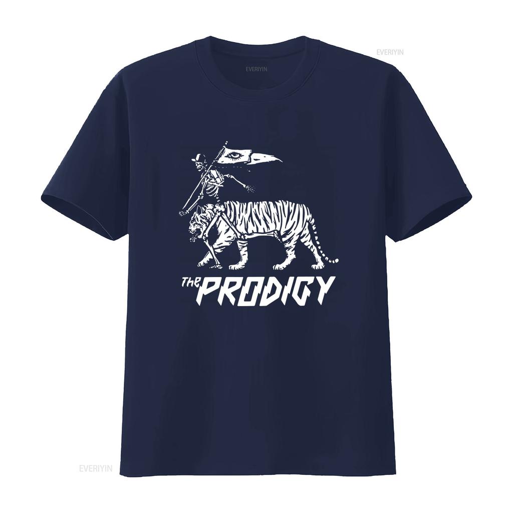 Vintage The Prodigy Band Fan Cotton Black T Shirt All Sizes Skeleton Riding Tiger Design vintage Washed Slightly