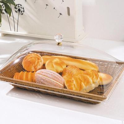 Απομίμηση Rattan Woven Bread Basket Αποθήκευση σερβιρίσματος φαγητού Multifunctional Clear Lid Fruit