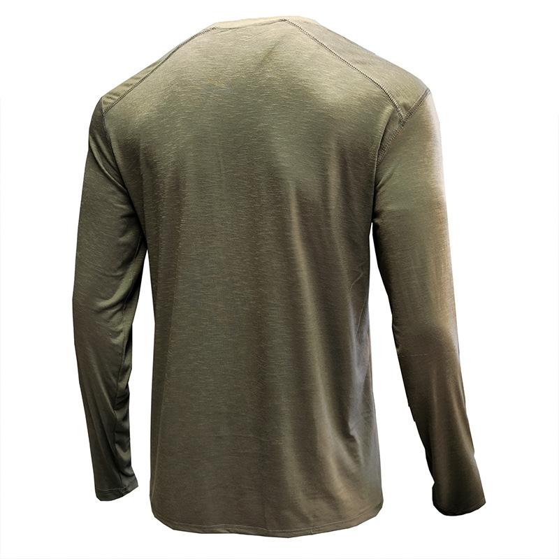 Herren Langarm Drei-Knopf Henry-Shirt