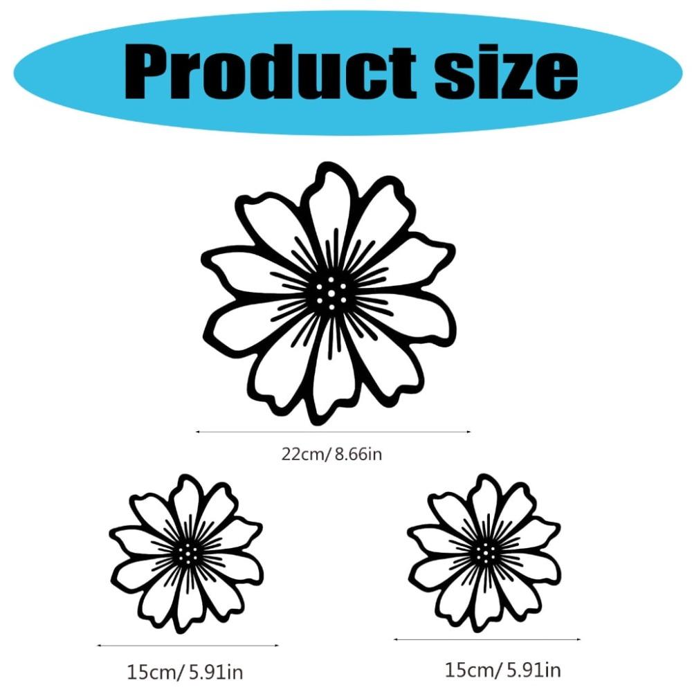 

3 Piece Metal Flower Wall Art Vintage Iron Cut Out Sculpture Hanging Decor For Home Office Bathroom