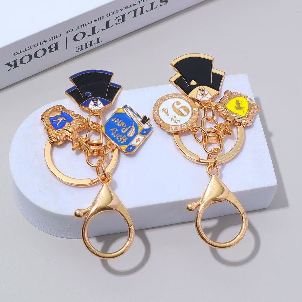 Magic Academy Couple Keychain Hufflepuff Gryffindor Slytherin Ravenclaw Surrounding Uniform Badge Alloy Pendant Creative Package Gift