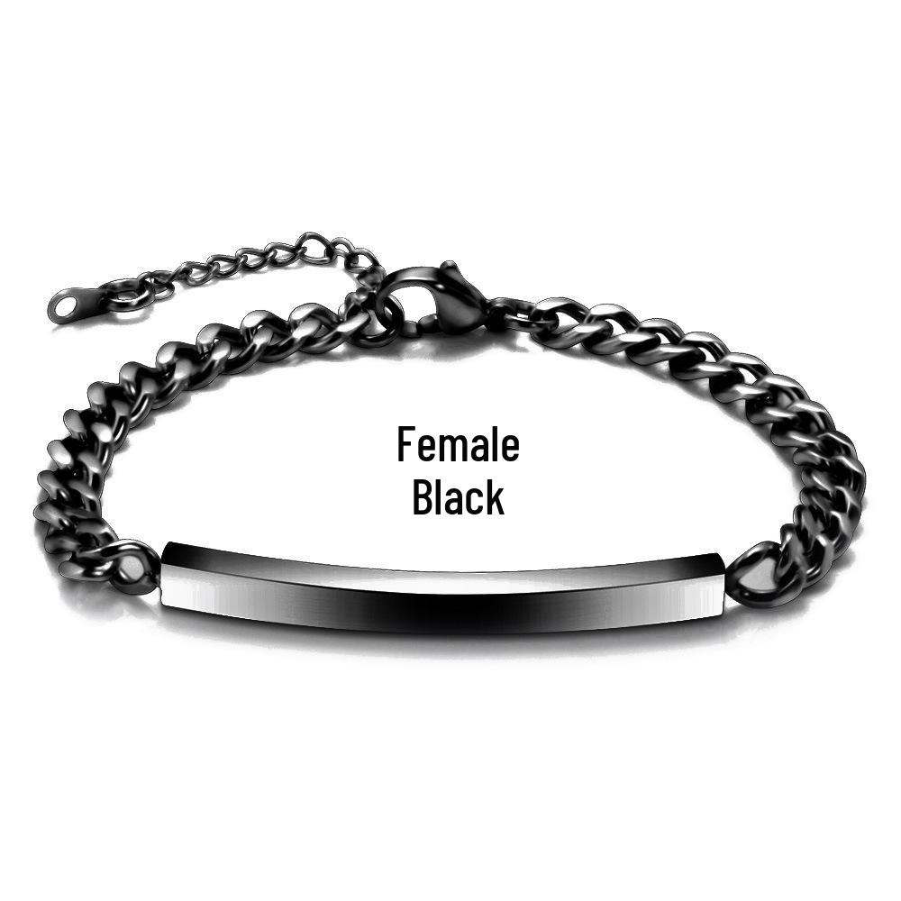 Engravable Titanium Steel Couples Bracelet – Sleek Long Strip Design for Men and Women