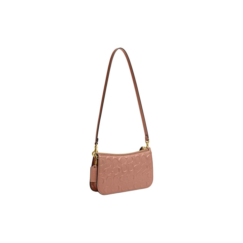 Coach Penn 21 Solid Color Embossed Letter Hardware Zipper Closure Patent Leather Underarm Handheld Shoulder Bag Small Women Handbags Pink CM552-B4A80