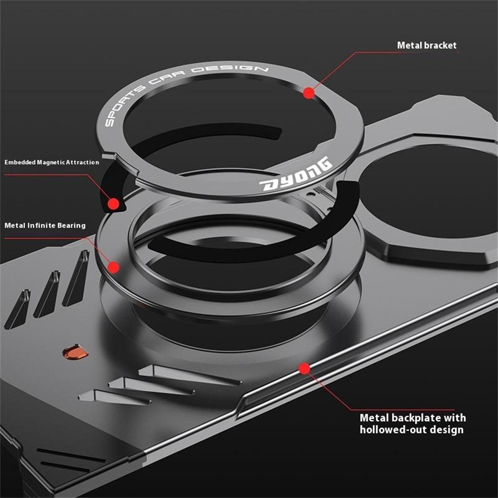 DYONG For Honor Magic V5 5G Metal Case Frameless Hollow Heat Dissipation Phone Cover with Kickstand