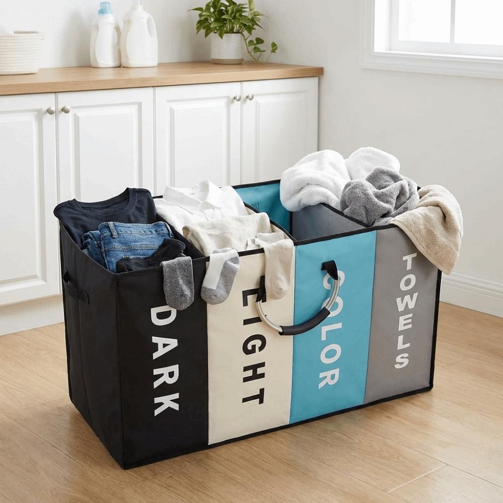 Large Capacity Divided Laundry Basket Oxford Cloth Miscellaneous Storage Bag for Home