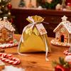10 Pcs Christmas Drawstring Gift Bags Holiday Foil Gift Bags Reusable Xmas Gift Wrapping Bags for Gifts Presents Xmas Party Favors