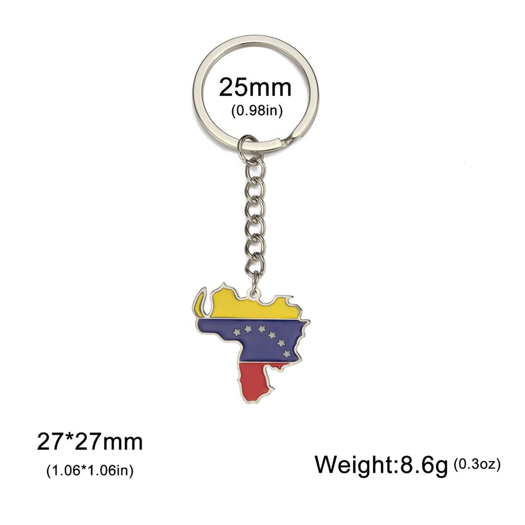 EUEAVAN Drip Oil Venezuela Map Pendant Keychain Stainless Steel Venezuelan Country Flag Keyring Patriotic Jewelry Gift