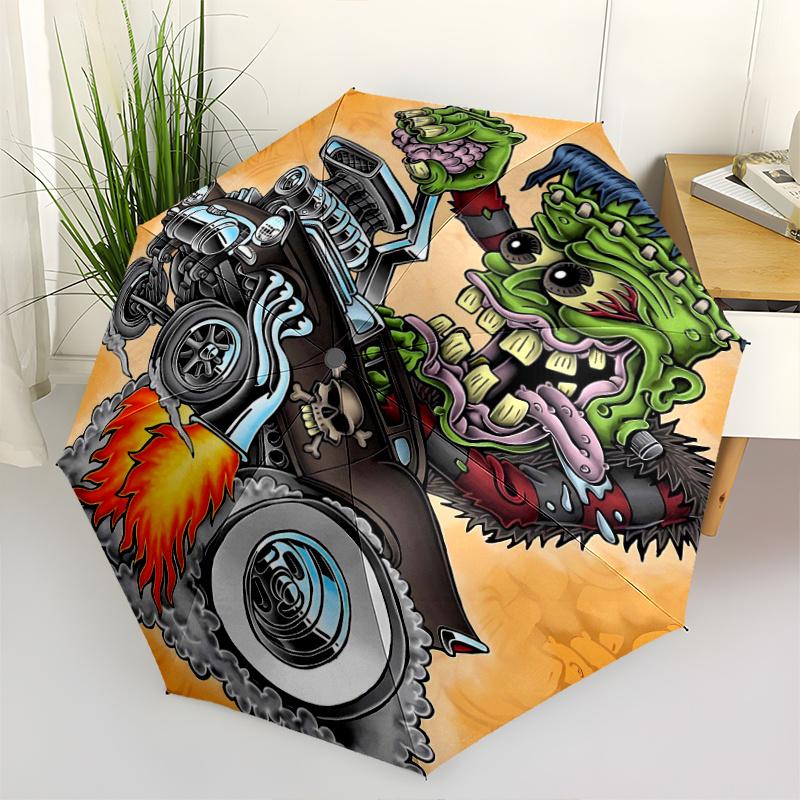 

Rat Fink Dragster Automatic Opening and Closing Umbrella - Suitable for Various Occasions, Outdoor Activities, Lightweight and Durable Automatic Foldi