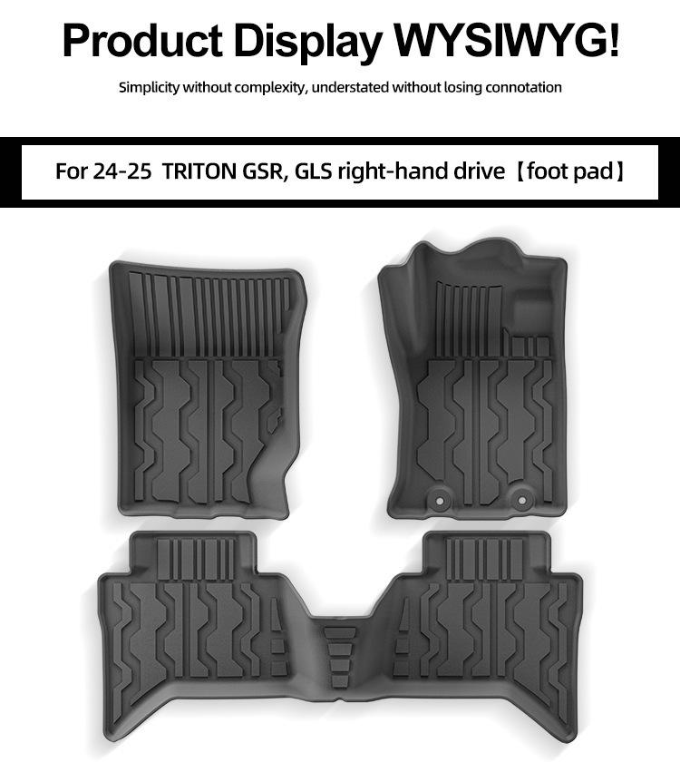 Eco-Friendly TPE Floor and Trunk Mats for 2024-2025 Mitsubishi Triton GSR/GLS Models