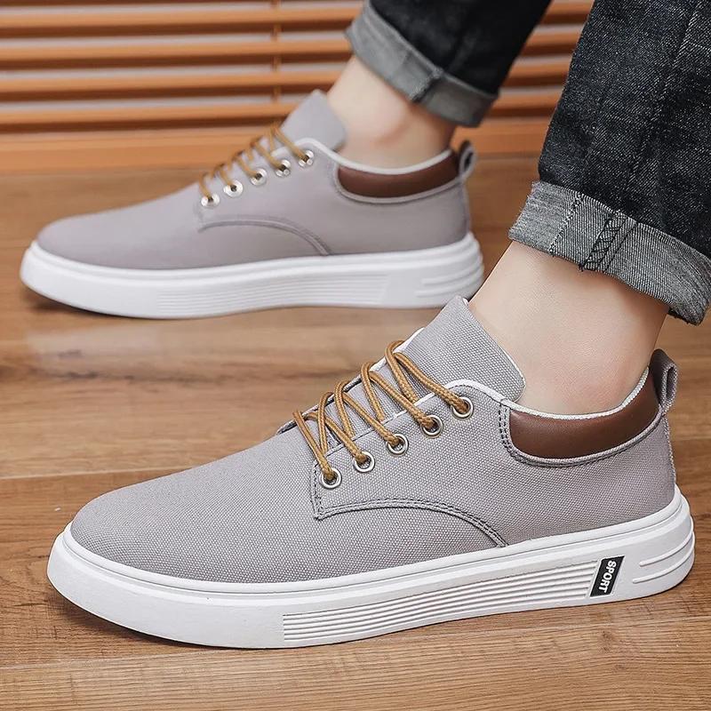 Fashion Lace Up Men Casual Shoes Lightweight Round Toe Platform Men Board Shoes Outdoor Skateboard Sports Sneakers Tennis Shoes
