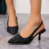 Fashion 2025 Leisure Sandals Female Office Career Thin Mid Heels Pointed Toe Shoes Women Slip On Summer Sandals Plus Size