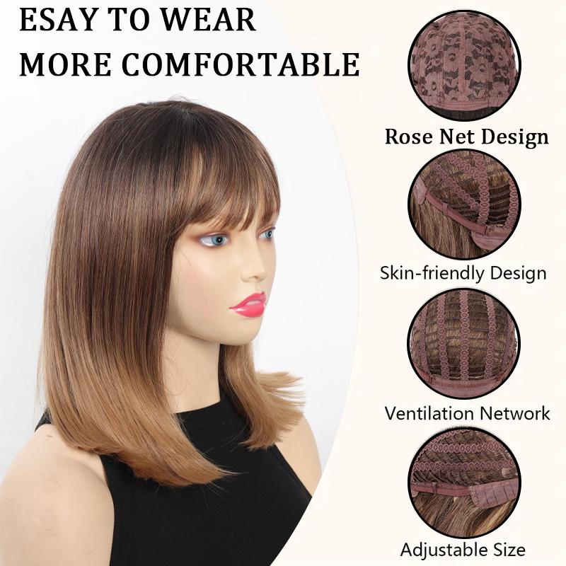 Stained Inner Buckle On the Top of the Head Straight Hair Headband for Women Synthetic Wig for Easy Wearing Daily Party Use