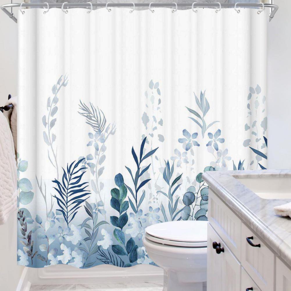 Plant Pattern Print Shower Curtain Bathroom Curtain with Hook