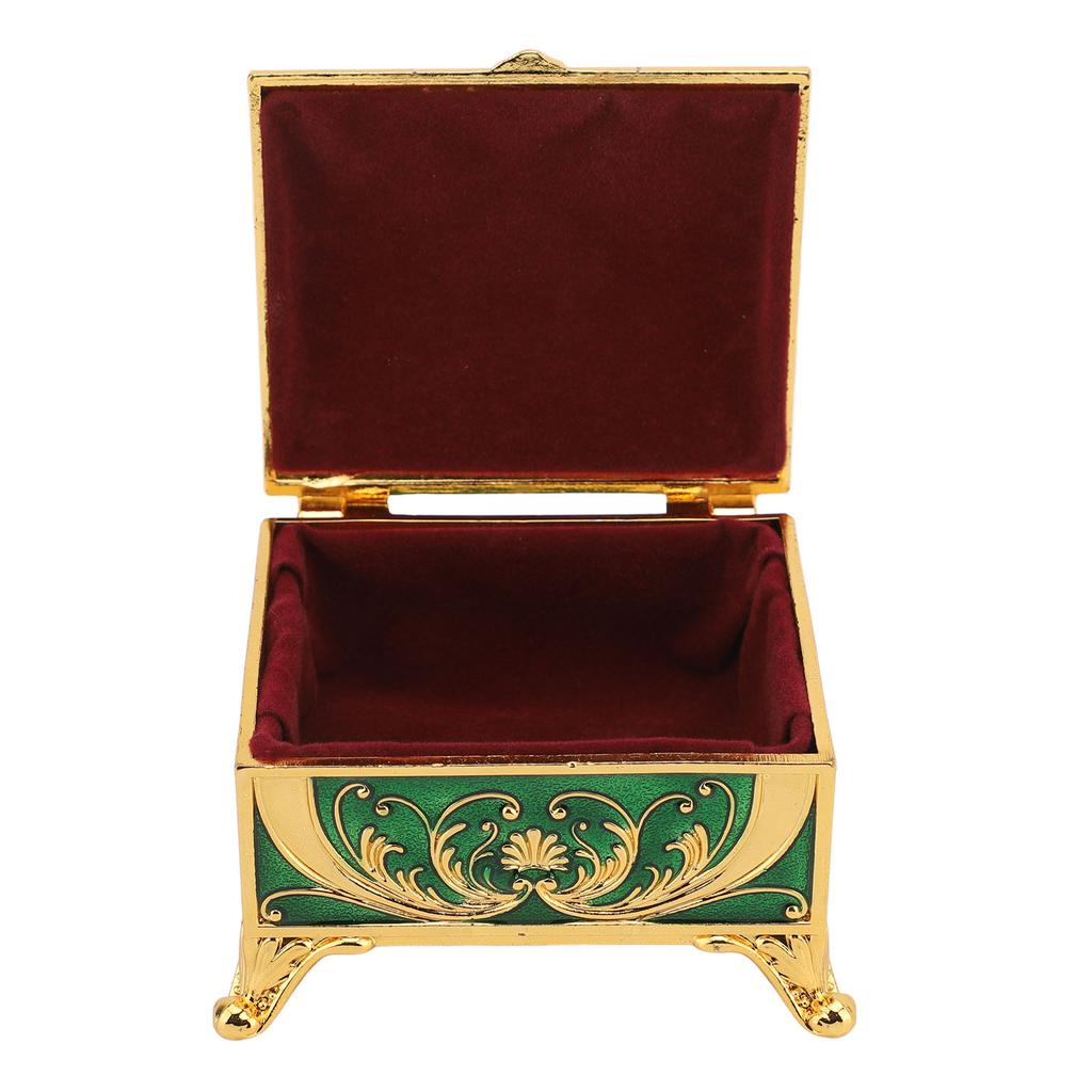 Vintage Emaille Schmuckschatulle   Rechteckige Form   Innenfutter Schmuckaufbewahrungsbox für Mädchen