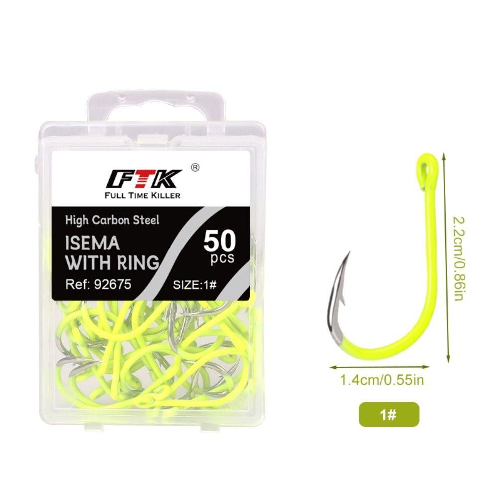 50pcs/box Anti-rust Barbed Fishing Hooks With Barb Fluorescence Hook  Sea Fishing Tackle