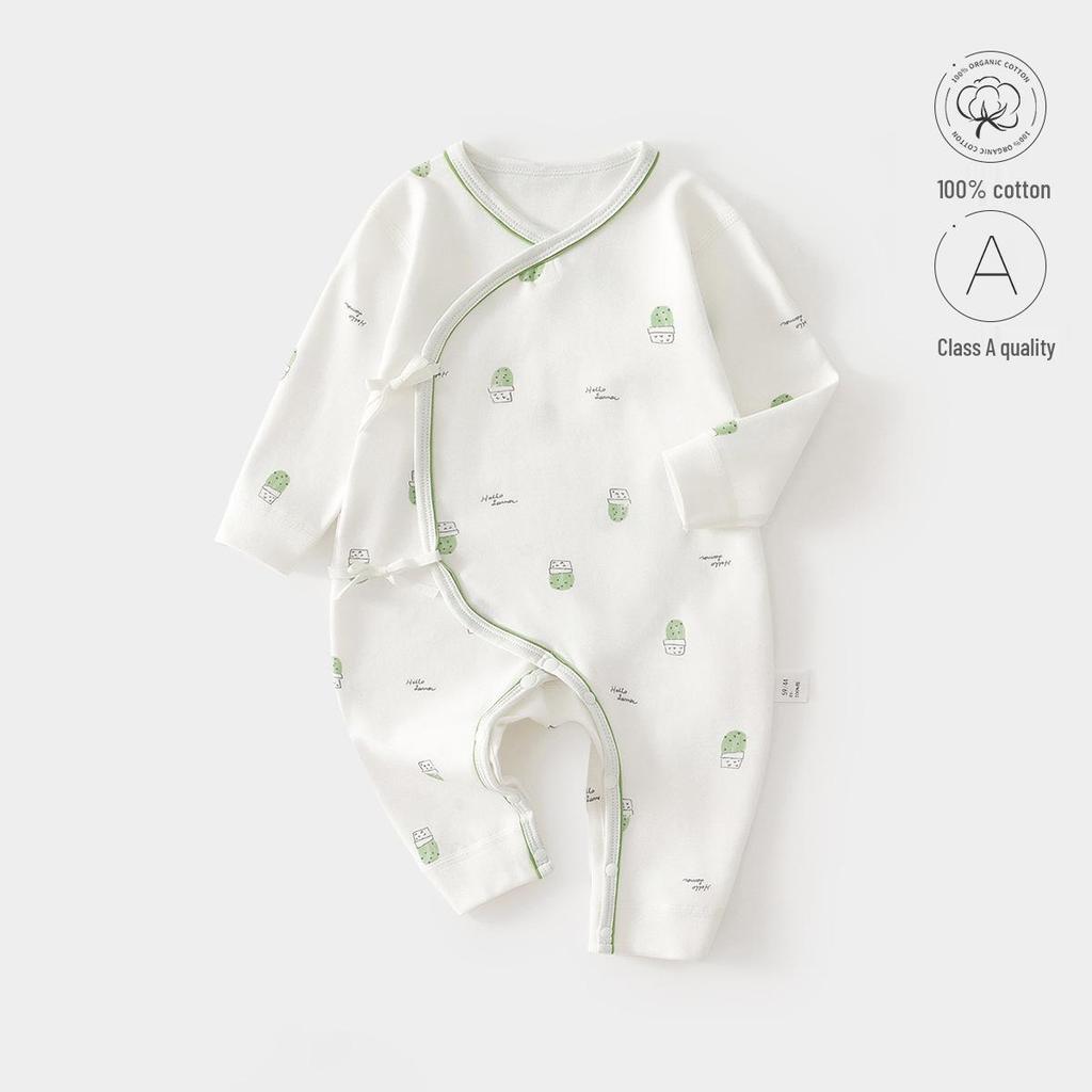 Baby Cotton Bodysuit: All-Season, Side Snap, Long Sleeve Homewear & Outdoor Crawling Outfit