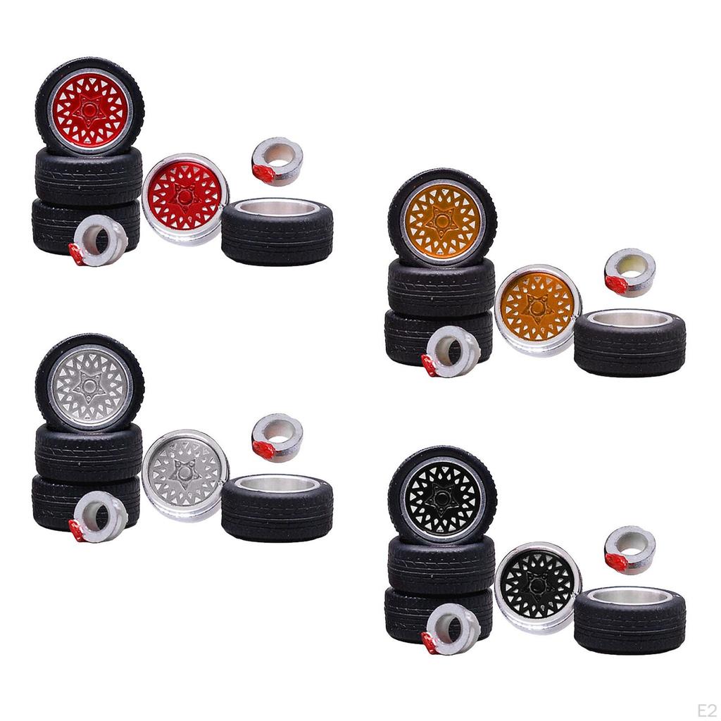 4 Pieces Hex Wheel Rims Car Accessories Rubber Tire 1/6 Flat Tires&Wheel for Modification RC