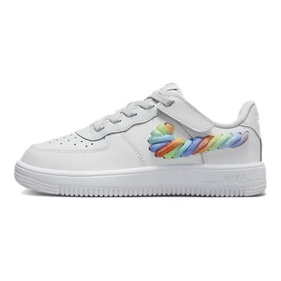 Force 1 Low LV8 EasyOn PS Dúhová šnúrka Swoosh Detské tenisky Biela Terra-Blush Parne zelená FN4890-100