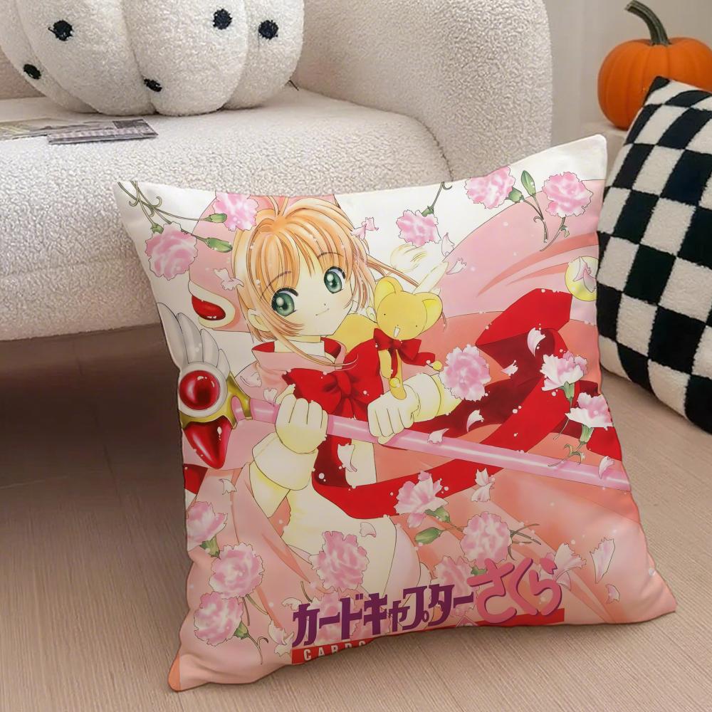 Anime C-Cardcaptor S-Sakura Pillow Case Anti-dustmite Pillowcase Invisible Zipper Silky Short Plush Sofa Cushion Cover