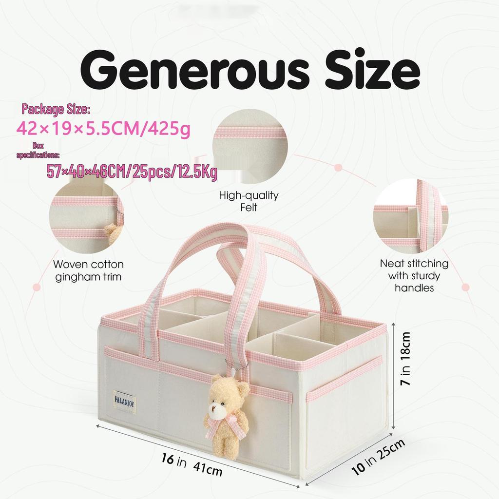Large Capacity Foldable Felt Diaper Bag – Portable & Handheld Mommy Bag for Car or Storage