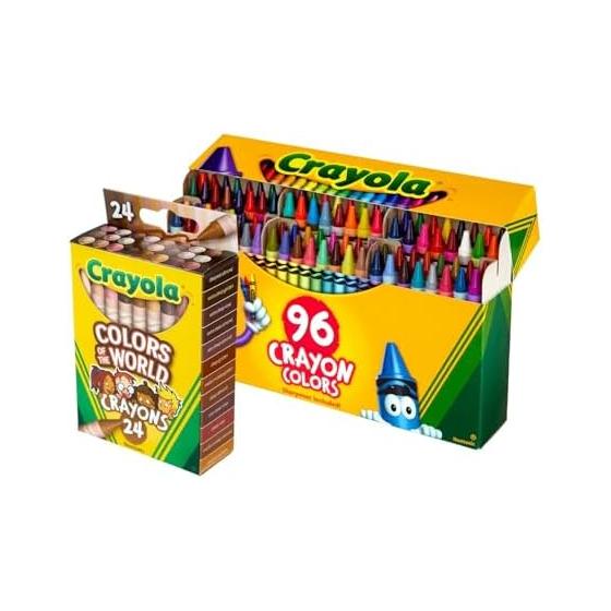 Набор мелков Crayola из 2 штук Цвета мира Друзья мира 24 цвета + 96 цветов с точилкой Оригинальный продукт