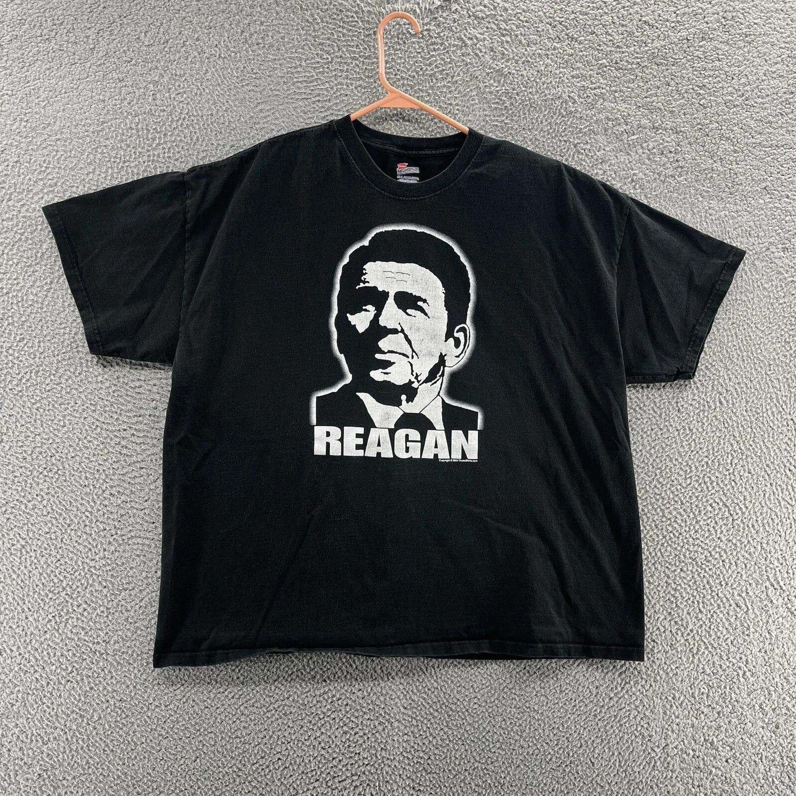 

VINTAGE Ronald Reagan T Shirt Men 2XL XXL Black President Graphic USA 00s L