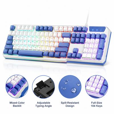 RGB-beleuchtete mechanische Haptik Wasserdichte kabelgebundene Gaming-Tastatur Vollformat Ergonomische Gamer-Tastatur Für PC Computer Laptop Tablet