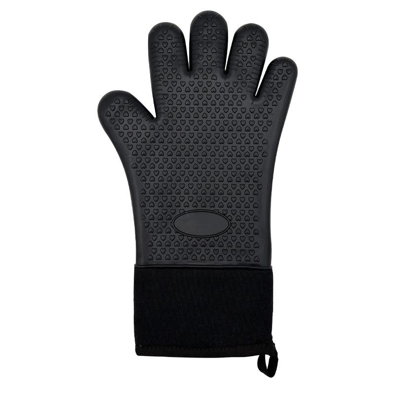 Heart-Shaped Silicone Insulated Oven Mitts: Cotton-Padded, Heat-Resistant, Five-Finger Design for Cooking and Baking.