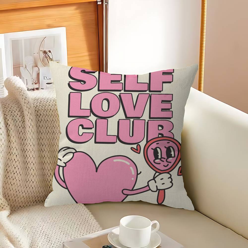 Simplicity Vintage Pink Cartoon Print Canvas Personalized Pillow Cover Kids Bedroom Wild Party Decor Pillowcase Kid Shower Gift