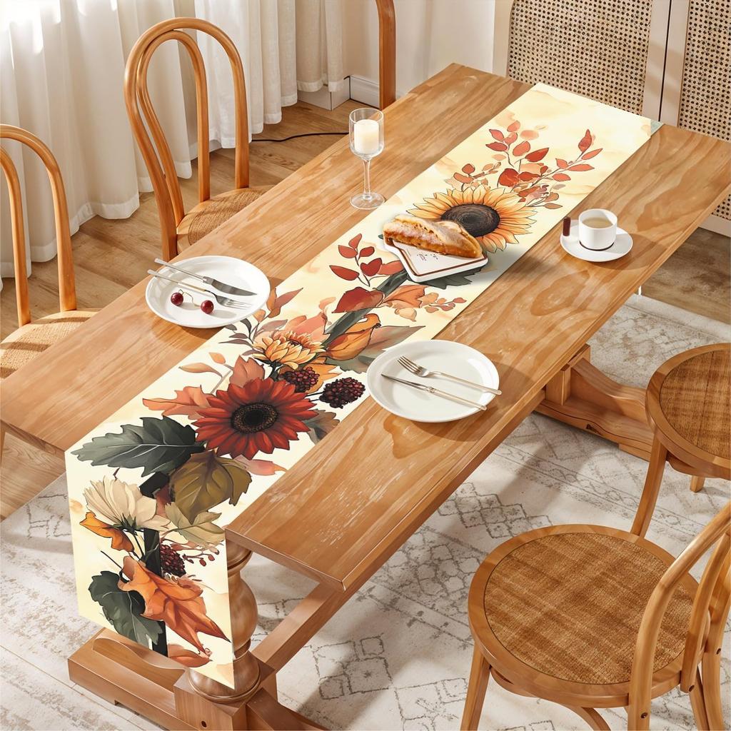 Floral Printed Dining Table Scarf Floral Leaves Table Runner Kitchen Dining Table Decoration for Home Party Decor 13x71 Inch (Multicolored-10, 13x71